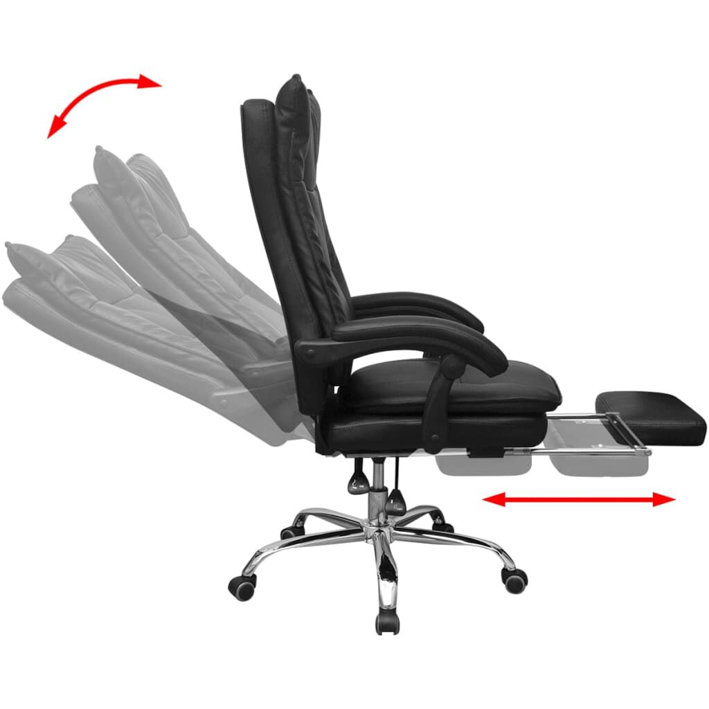 vidaXL Ofis Koltuğu Geriye Yatabilir Ayak Uzatmalı Siyah