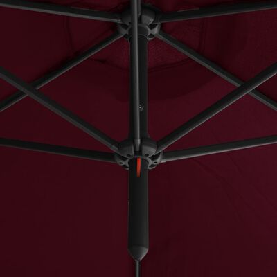 vidaXL Yandan Gövdeli Çift Başlı Çelik Şemsiye Bordo 600 cm