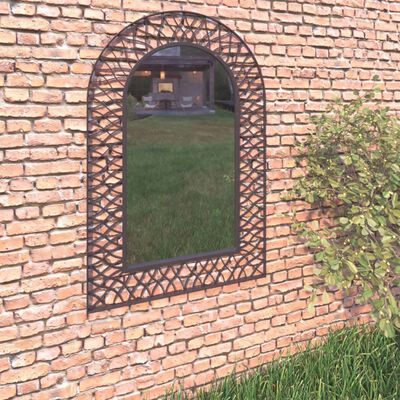 vidaXL Bahçe Duvar Aynası Kemerli Siyah 50x80 cm
