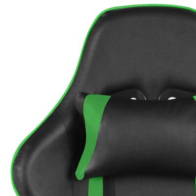 vidaXL Ayak Uzatmalı Döner Oyuncu Koltuğu Yeşil Siyah PVC