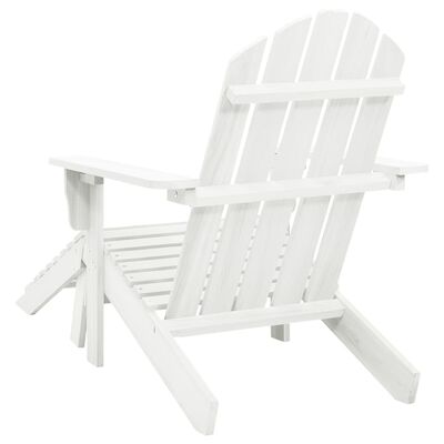 vidaXL Ayak Uzatmalı Bahçe Sandalyesi Ahşap Beyaz
