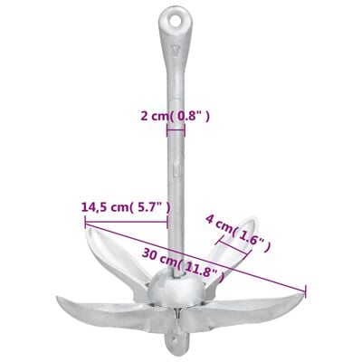 vidaXL Halatlı Katlanır Şemsiye Çapa Gümüş 2,5 kg Dövülebilir Demir