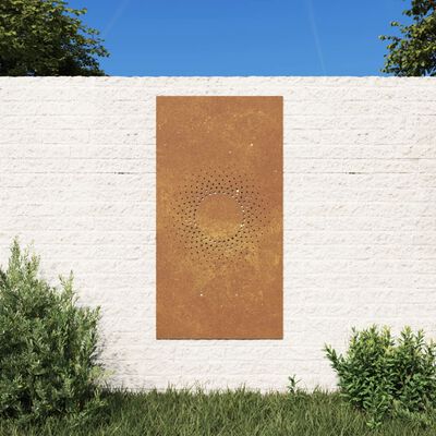 vidaXL Bahçe Duvarı Dekorasyonu 105x55 cm Corten Çelik Güneş Deseni