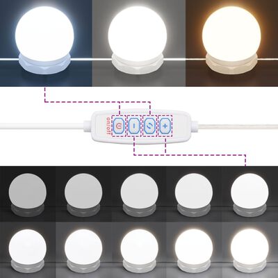 vidaXL LED'li Makyaj Masası Sonoma Meşe Rengi 86,5x35x136 cm