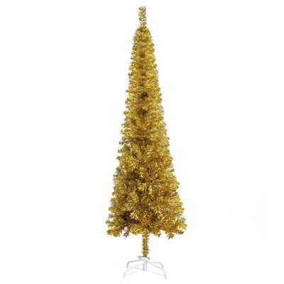 vidaXL İnce Yapay Yılbaşı Ağacı Altın Rengi 150 cm