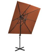 vidaXL Yandan Gövdeli Şemsiye Çift Katlı Kiremit Rengi 250x250 cm