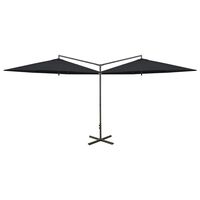 vidaXL Yandan Gövdeli Çift Başlı Çelik Şemsiye Siyah 600 cm