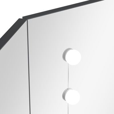 vidaXL LED Işıklı Köşe Makyaj Masası Gri 111x54x141,5 cm