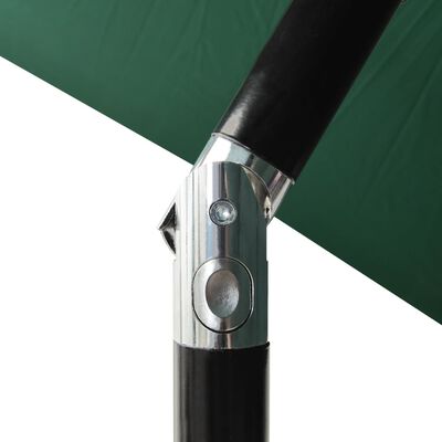 vidaXL LED Işıklı ve Çelik Gövdeli Bahçe Şemsiyesi Yeşil 2x3 m