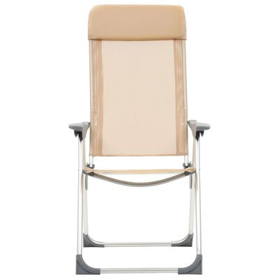 vidaXL Katlanır Kamp Sandalyesi 2 Adet Krem Rengi Alüminyum