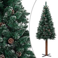 vidaXL Yılbaşı Ağacı Gerçek Ağaç Gövdeli Karlı Yeşil Beyaz 150 cm