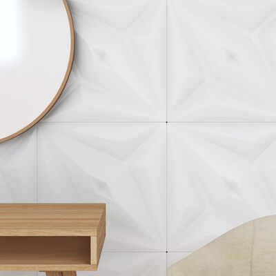vidaXL Duvar Paneli 12 adet Beyaz 50x50 cm EPS 3 m² Yıldız Deseni