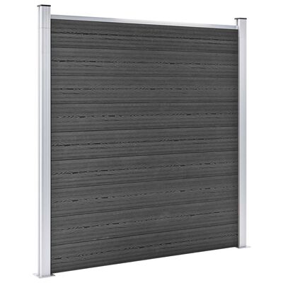 vidaXL Panel Çit Seti Siyah 1045x186 cm WPC