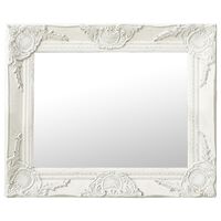 vidaXL Duvar Aynası Beyaz 50x40 cm Barok Stil