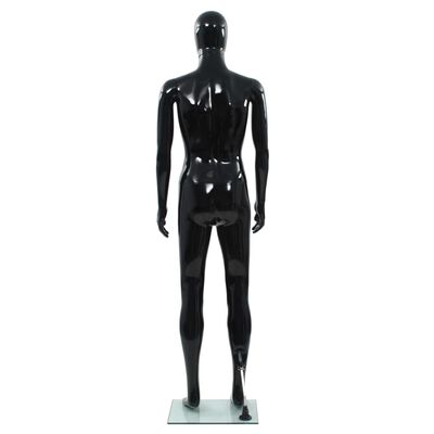 vidaXL Cam Tabanlı Erkek Boy Mankeni Parlak Siyah 185 cm