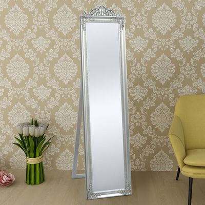 vidaXL Ayaklı Ayna Gümüş Rengi 160x40 cm Barok Stil
