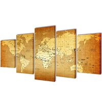 vidaXL Dünya Haritası Baskılı Duvar Tablosu Seti 200 x 100 cm Kanvas