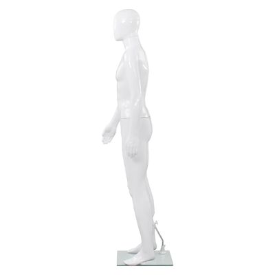 vidaXL Cam Tabanlı Erkek Boy Mankeni Parlak Beyaz 185 cm