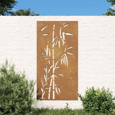 vidaXL Bahçe Duvarı Dekorasyonu 105x55 cm Corten Çelik Bambu Deseni
