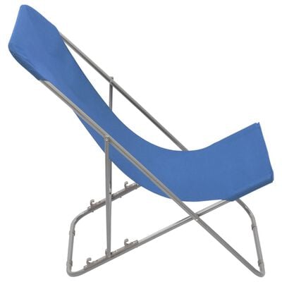 vidaXL Katlanır Plaj Sandalyesi 2 Adet Mavi Çelik ve Oxford Kumaş