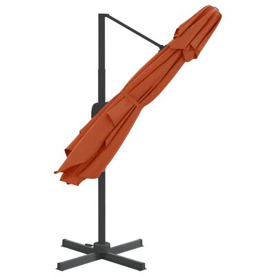 vidaXL Yandan Gövdeli Şemsiye Çift Katlı Kiremit Rengi 300x300 cm