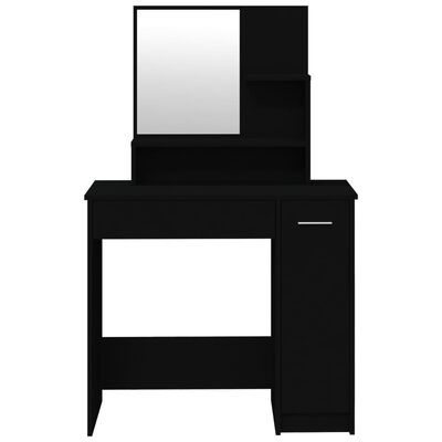vidaXL Aynalı Makyaj Masası Siyah 86,5x35x136 cm