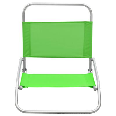 vidaXL Katlanır Plaj Sandalyesi 2 Adet Yeşil Kumaş