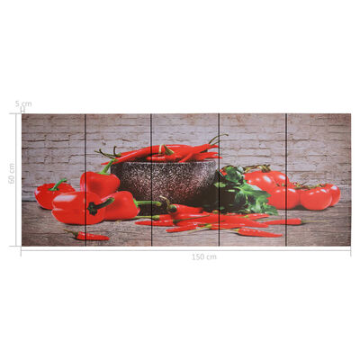 vidaXL Kanvas Tablo Seti Paprika Çok Renkli 150x60 cm