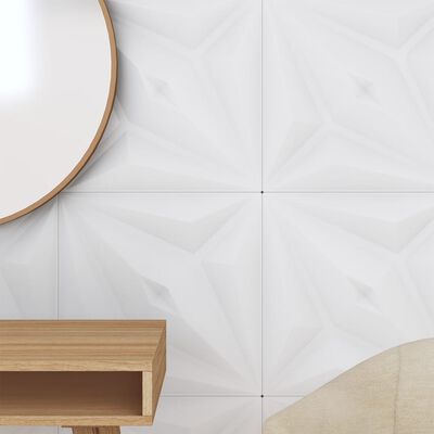 vidaXL Duvar Paneli 24 adet Beyaz 50x50 cm EPS 6 m² Yıldız Deseni