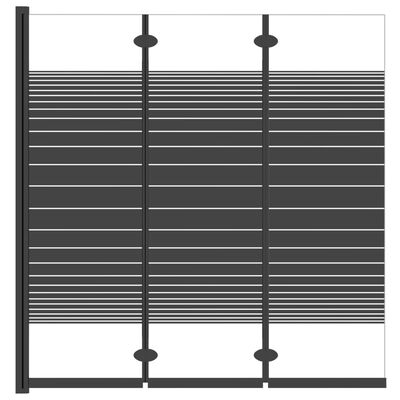 vidaXL Katlanır Duşakabin 3 Panel Siyah 130x130 cm Temperli Cam