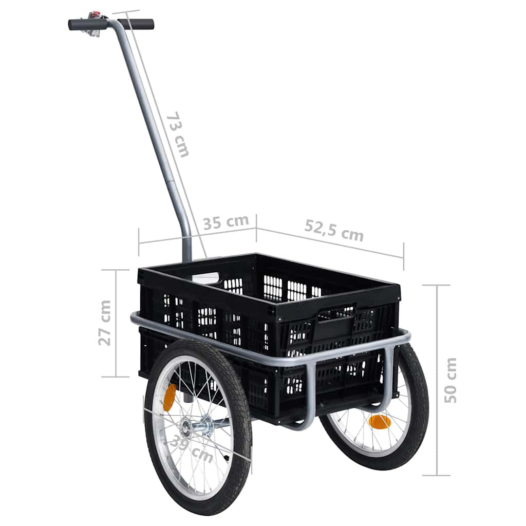vidaXL 50 L Katlanabilir Taşıma Kutulu Bisiklet Römorku Siyah 150 kg