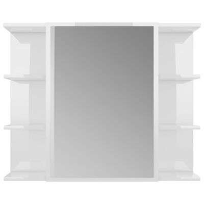 vidaXL Aynalı Banyo Üst Dolabı Parlak Beyaz 80x20,5x64 cm Sunta