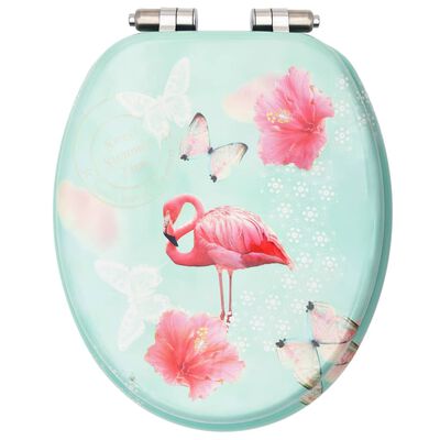 vidaXL Yavaş Kapanan Klozet Kapağı Flamingo Tasarımlı MDF