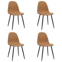 vidaXL Yemek Sandalyesi 4 Adet Açık Kahverengi 45x54,5x87 cm Suni Deri