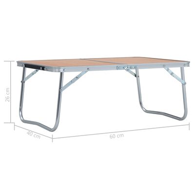vidaXL Çanta Tipi Katlanır Kamp Masası Kahverengi 60x40 cm Alüminyum