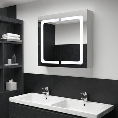 vidaXL LED Işıklı Aynalı Banyo Üst Dolabı 80x12,2x68 cm