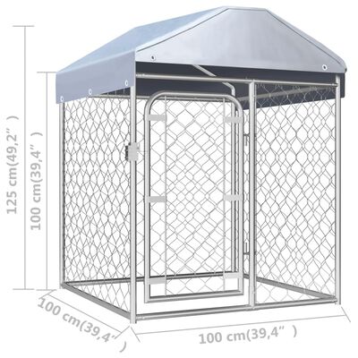 vidaXL Çatılı Bahçe Köpek Kafesi 100x100x125 cm