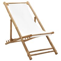 vidaXL Dış Mekan Güverte Sandalyesi Bambu ve Kanvas
