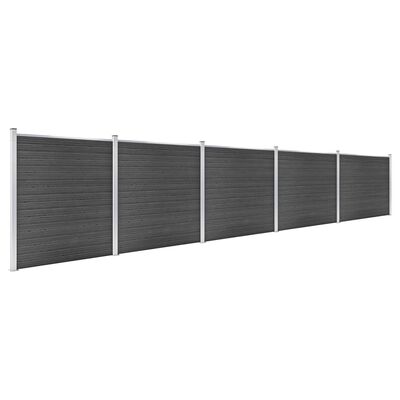 vidaXL Panel Çit Seti Siyah 872x186 cm WPC