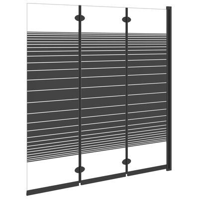 vidaXL Katlanır Duşakabin 3 Panel Siyah 130x130 cm Temperli Cam