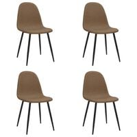 vidaXL Yemek Sandalyesi 4 Adet Koyu Kahverengi 45x54,5x87 cm Suni Deri