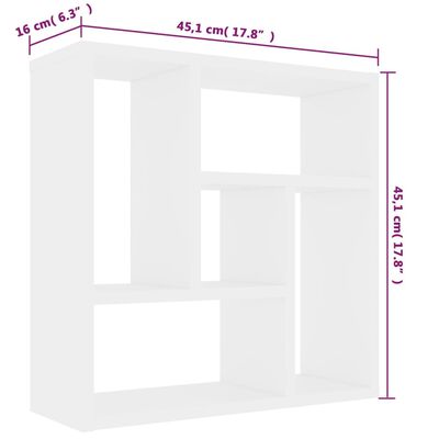 vidaXL Duvar Rafı Beyaz 45,1x16x45,1 cm Sunta