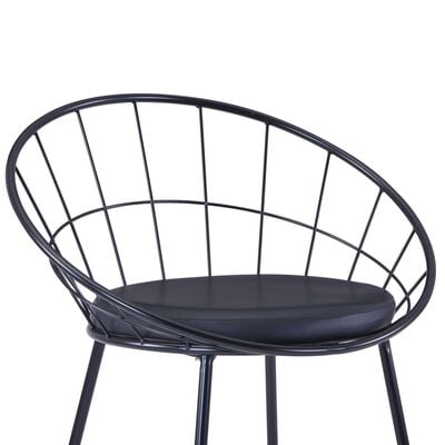 vidaXL Yemek Sandalyesi 2 Adet Siyah Çelik Suni Deri