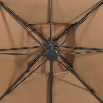 vidaXL Yandan Gövdeli Şemsiye Çift Katlı Taupe 300x300 cm
