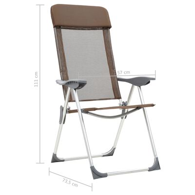 vidaXL Katlanır Kamp Sandalyesi 2 Adet Kahverengi Alüminyum