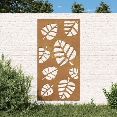 vidaXL Bahçe Duvarı Dekorasyonu 105x55 cm Corten Çelik Yaprak Tasarım