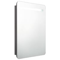 vidaXL LED Işıklı Aynalı Banyo Dolabı Parlak Gri 60x11x80 cm