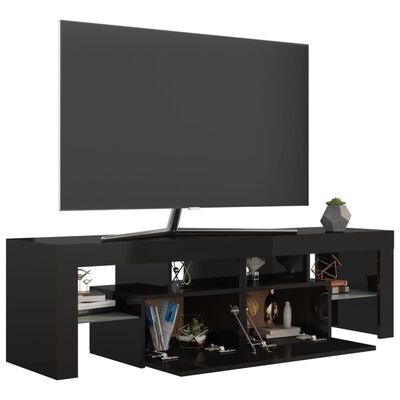 vidaXL LED Işıklı TV Ünitesi Parlak Siyah 140x35x40 cm