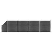vidaXL Panel Çit Seti Siyah 792x(105-186) cm WPC