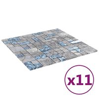 vidaXL Mozaik Karo 11 Adet Gri ve Mavi 30x30 cm Cam